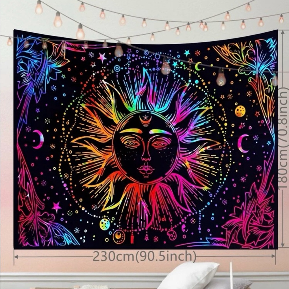 1pc Abstract Sun Print Uv-reactive Tapestry